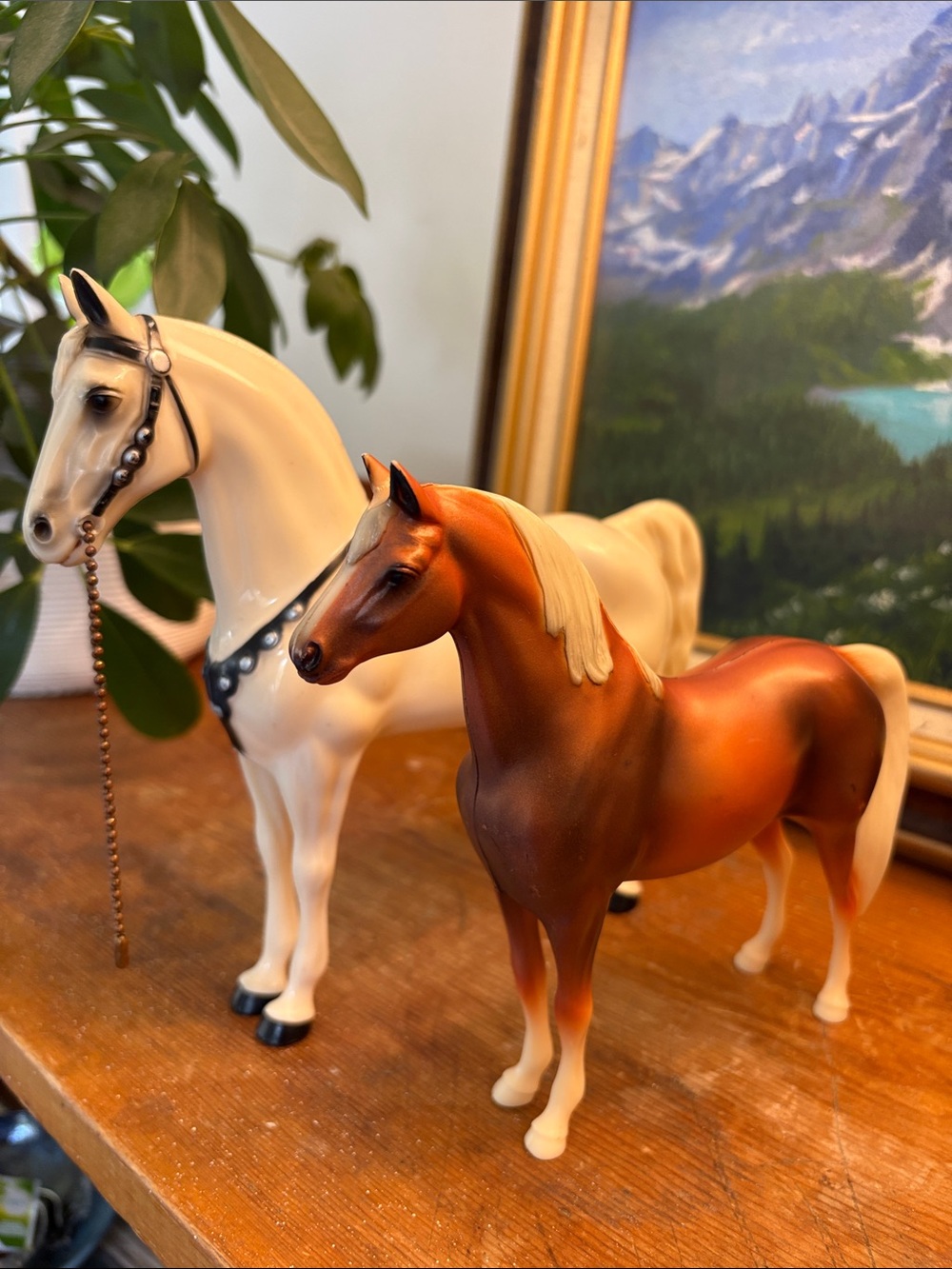 Vintage Hartland Cream Plastic Horse Figurine with Black Tack pair